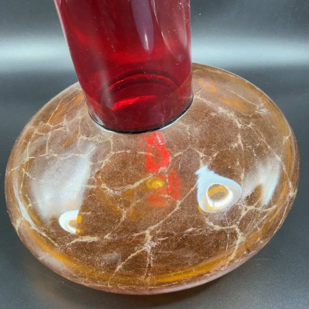 2003 K Piper Hand Blown Studio Art Glass‎ Vase Vessel Marbling Pattern Hand Made